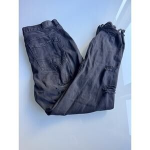 American Eagle Outfitters Women's Mom Style Black Distressed Denim Jeans Regular